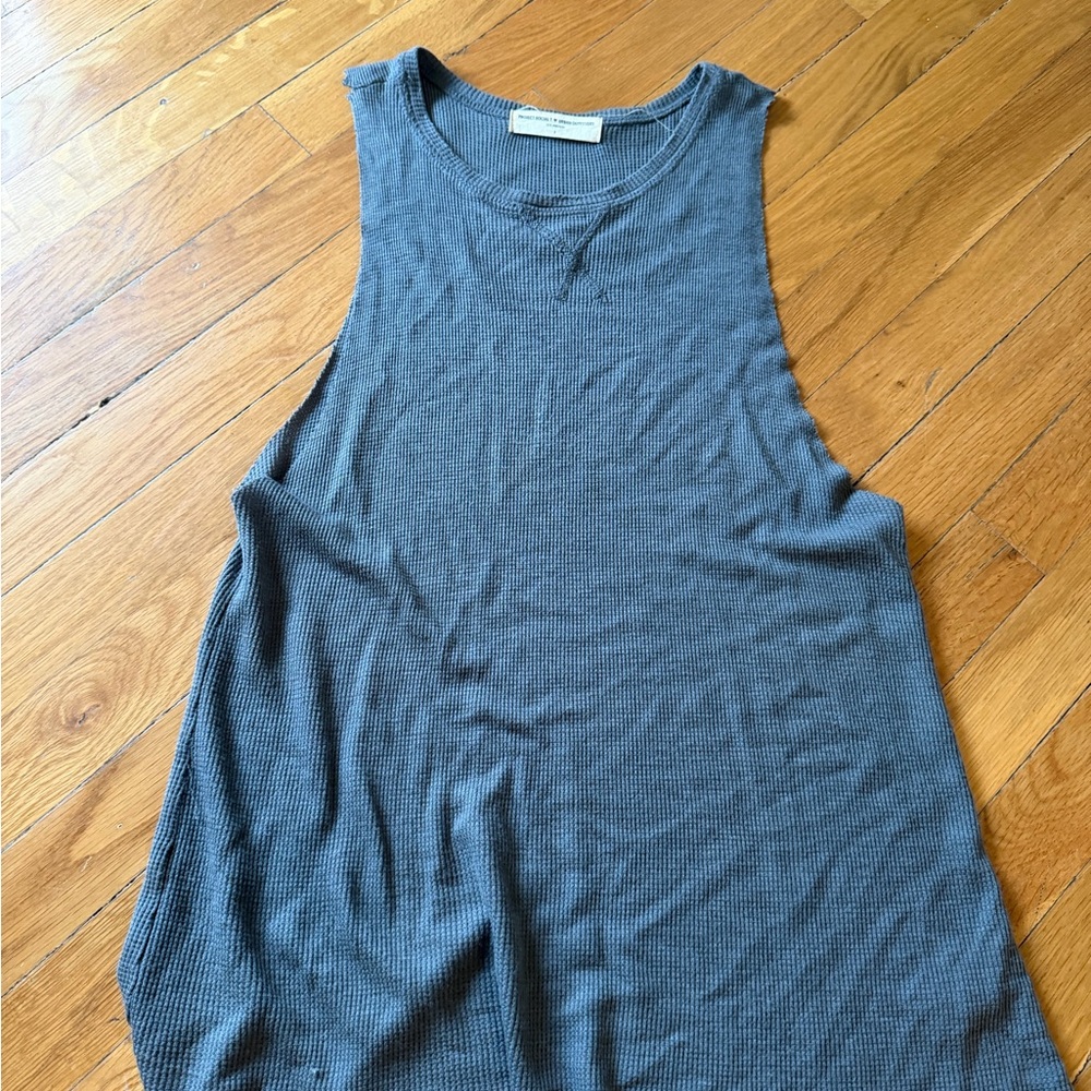 Sleeveless Ribbed Tank Top - Slate Blue gray